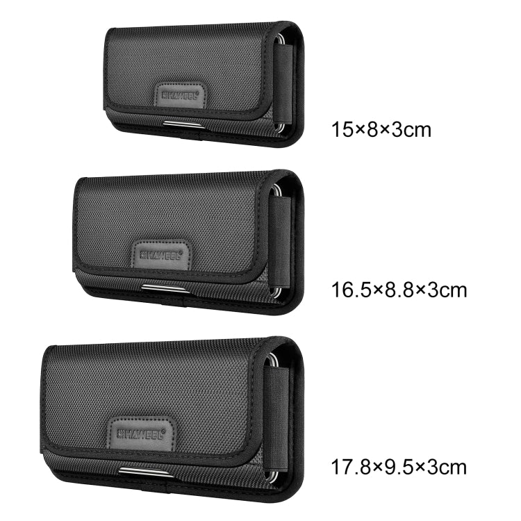 HAWEEL 4.7 inch Nylon Cloth Phone Belt Clip Horizontal Carrying Pouch with Card Slot (Black)