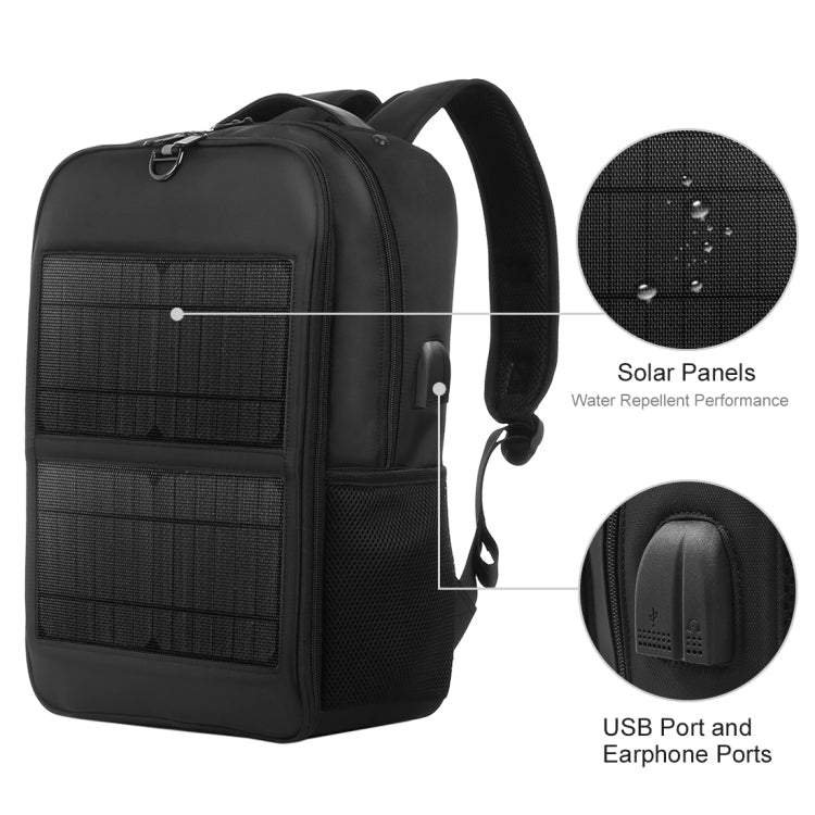 HAWEEL 14W Solar Panel Power Backpack Laptop Bag with Handle and 5V / 2.1A Max USB Charging Port, 14W Backpack 2