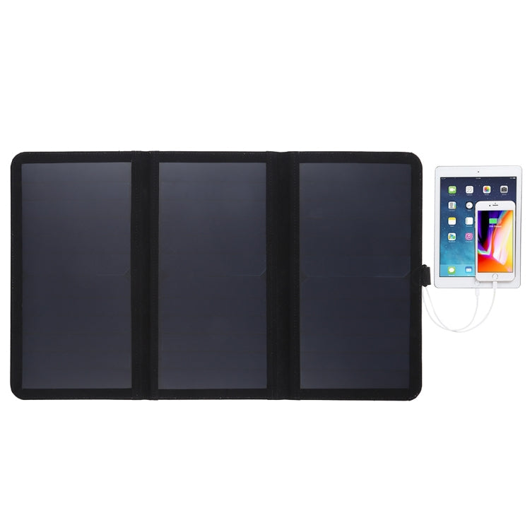 HAWEEL 21W Ultrathin 3-Fold Foldable 5V / 3A Solar Panel Charger with Dual USB Ports, Support QC3.0 and AFC(Black)