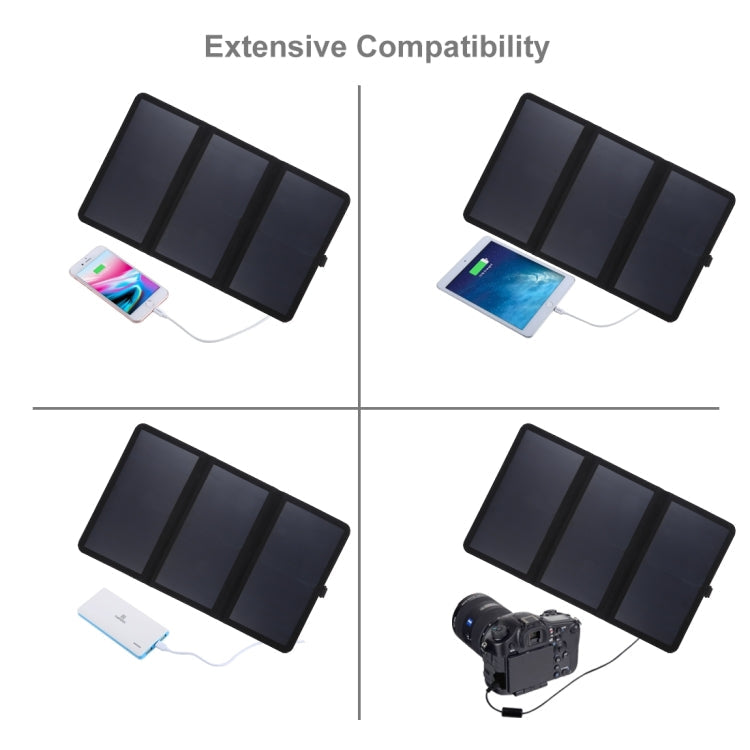 HAWEEL 21W Ultrathin 3-Fold Foldable 5V / 3A Solar Panel Charger with Dual USB Ports, Support QC3.0 and AFC(Black)