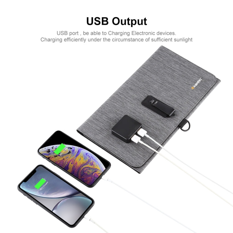 HAWEEL 21W Ultrathin 3-Fold Foldable 5V / 3A Solar Panel Charger with Dual USB Ports, Support QC3.0 and AFC(Black)
