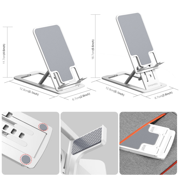 HAWEEL Adjustable Lifting Folding Portable Live Broadcast Desktop Plastic Holder(White)