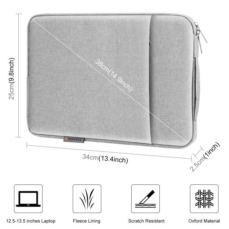 HAWEEL Laptop Sleeve Case Zipper Briefcase Bag with Handle for 12.5-13.5 inch Laptop(Grey)