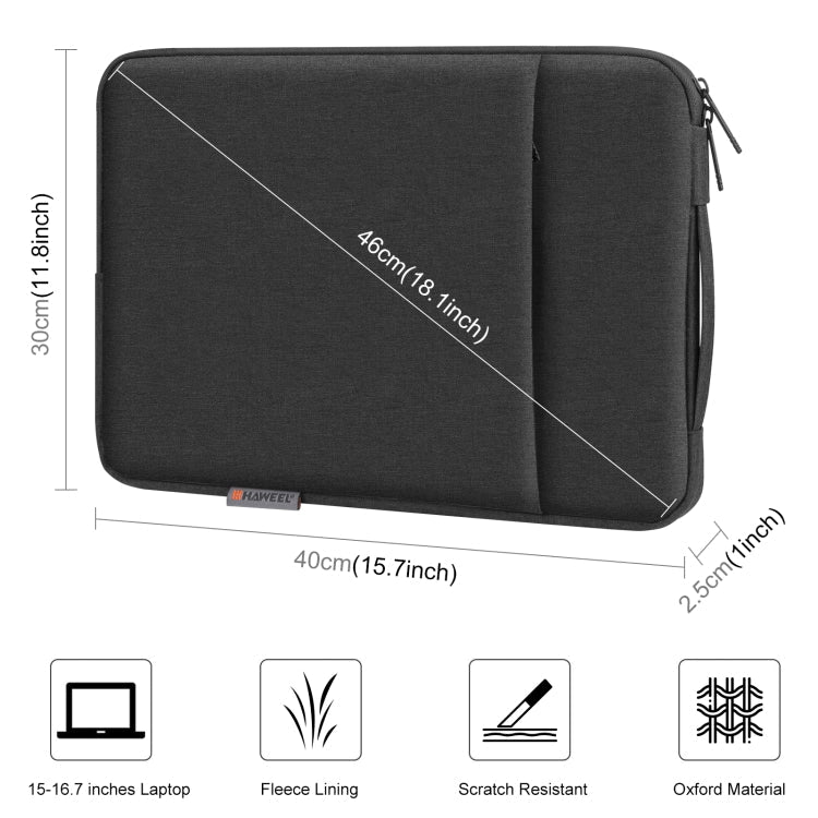 HAWEEL Laptop Sleeve Case Zipper Briefcase Bag with Handle for 15-16.7 inch Laptop (Black)