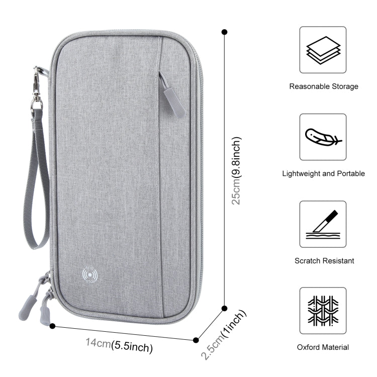 HAWEEL Clutch Bag Passport Wallet Document Organizer Credit Cards Case Bag (Grey)