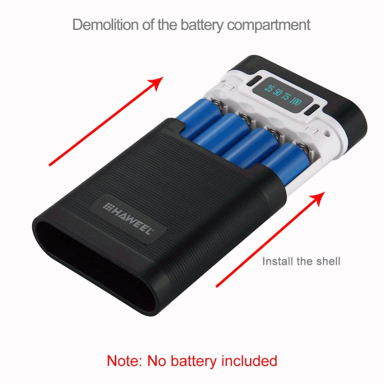 HAWEEL DIY 4 x 18650 Battery (Not Included) 10000mAh Power Bank Shell Box with 2 x USB Output & Display for iPhone, Galaxy, Sony, HTC, Google, Huawei, Xiaomi, Lenovo and other Smartphones, DIY 4 x 18650 10000mAh  Battery (US)                           ...