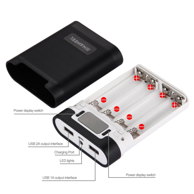 HAWEEL DIY 4 x 18650 Battery (Not Included) 10000mAh Power Bank Shell Box with 2 x USB Output & Display for iPhone, Galaxy, Sony, HTC, Google, Huawei, Xiaomi, Lenovo and other Smartphones, DIY 4 x 18650 10000mAh  Battery (US)                           ...