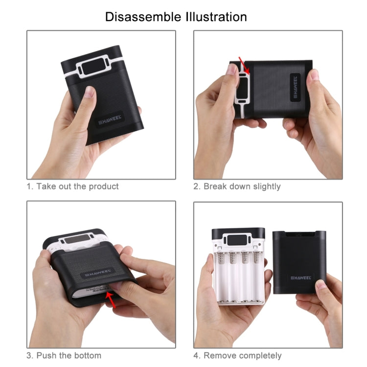 HAWEEL DIY 4 x 18650 Battery (Not Included) 10000mAh Power Bank Shell Box with 2 x USB Output & Display for iPhone, Galaxy, Sony, HTC, Google, Huawei, Xiaomi, Lenovo and other Smartphones, DIY 4 x 18650 10000mAh  Battery (US)                           ...