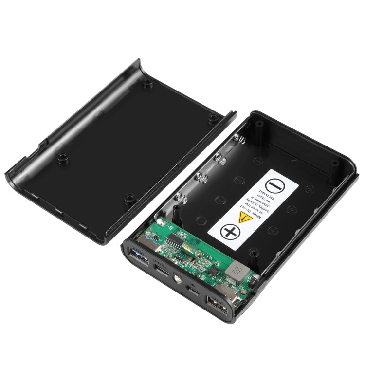 HAWEEL 4x18650 DIY 12000mAh Power Bank Shell with Dual USB & Display (Black)