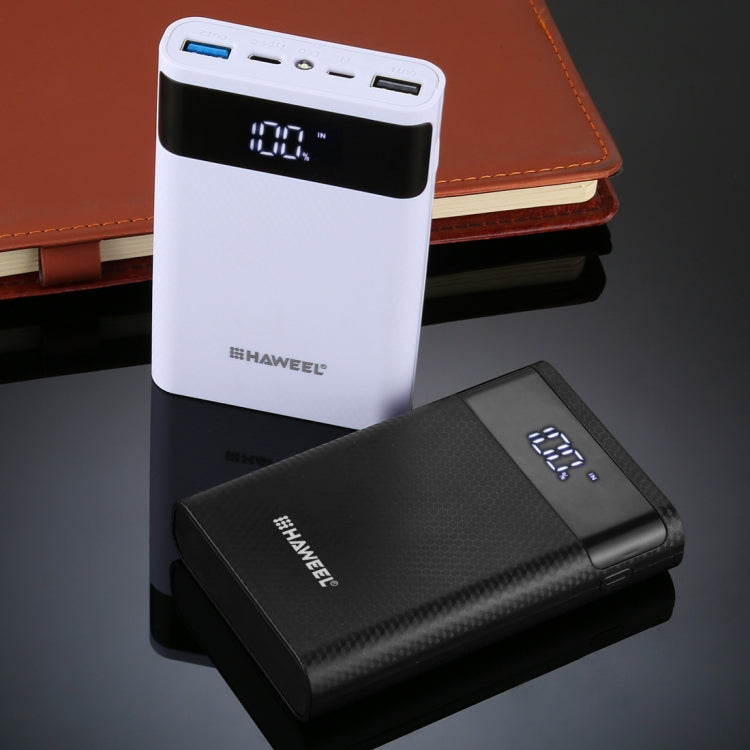 HAWEEL 4x18650 DIY 12000mAh Power Bank Shell with Dual USB & Display (Black)
