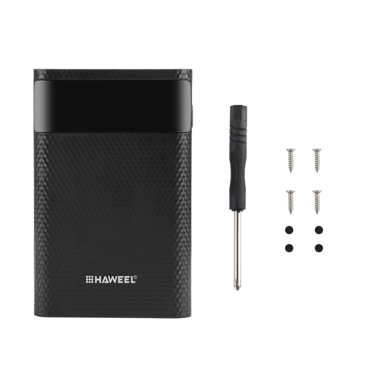 HAWEEL 4x18650 DIY 12000mAh Power Bank Shell with Dual USB & Display (Black)