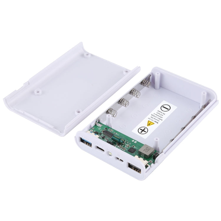 HAWEEL DIY 12000mAh 4x 18650 Battery Power Bank Shell with Dual USB Output & QC Charger (White)