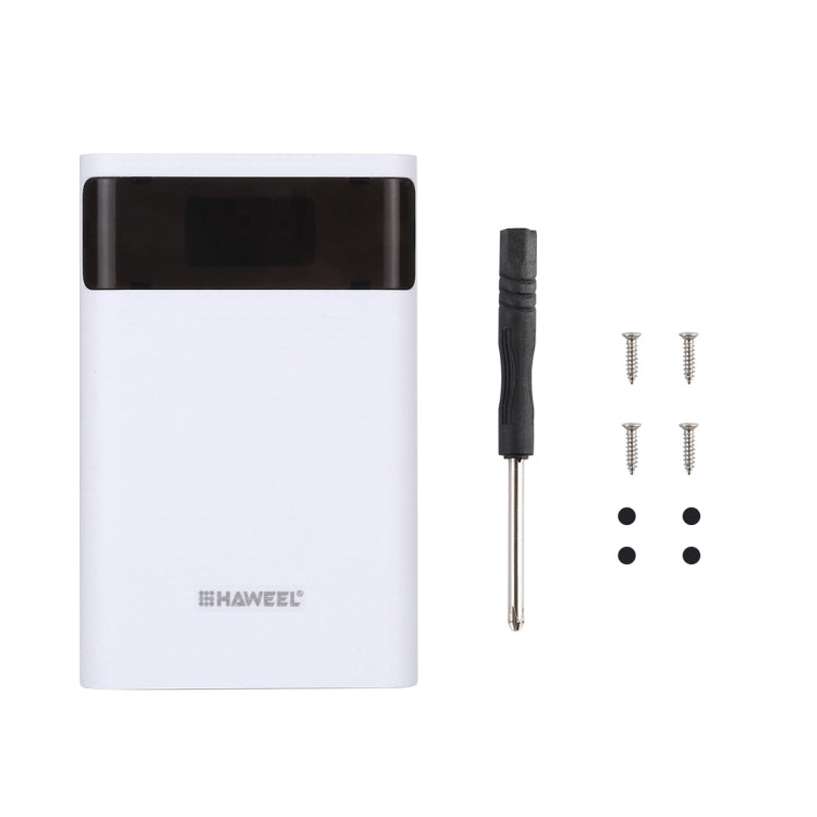HAWEEL DIY 12000mAh 4x 18650 Battery Power Bank Shell with Dual USB Output & QC Charger (White)