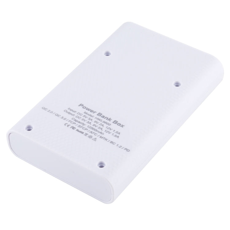 HAWEEL DIY 12000mAh 4x 18650 Battery Power Bank Shell with Dual USB Output & QC Charger (White)