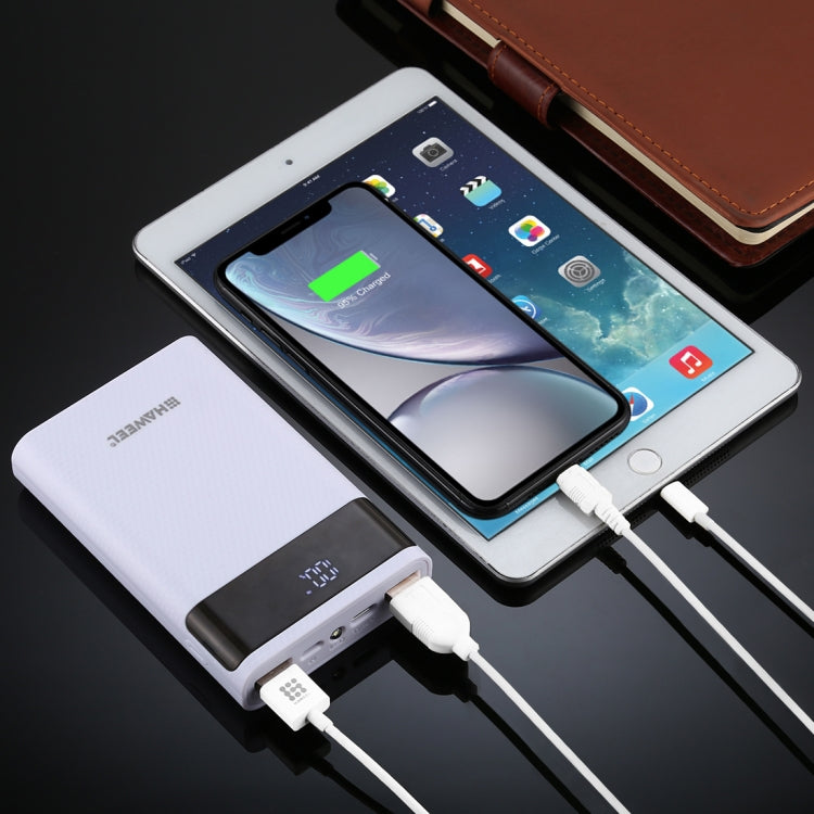 HAWEEL DIY 12000mAh 4x 18650 Battery Power Bank Shell with Dual USB Output & QC Charger (White)