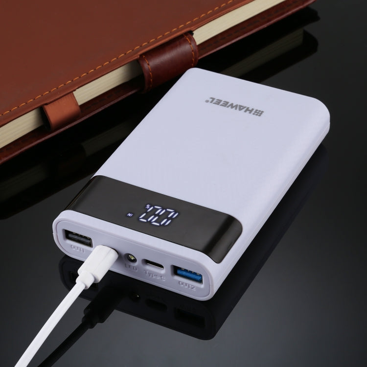 HAWEEL DIY 12000mAh 4x 18650 Battery Power Bank Shell with Dual USB Output & QC Charger (White)