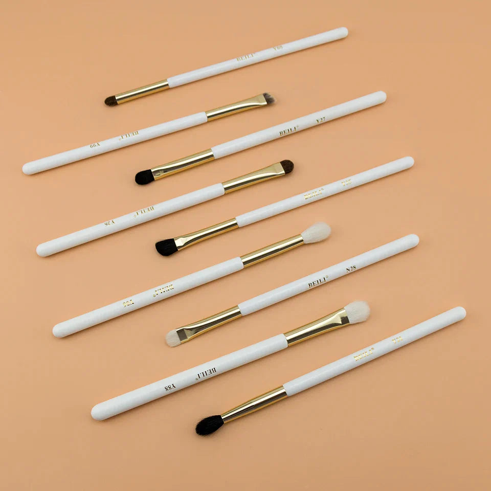 Customized Natural Goat Hair Eye Makeup Brushes Kit Flat Full Eyebrow Detail Brushes with Eye Shadow and Eyeliner