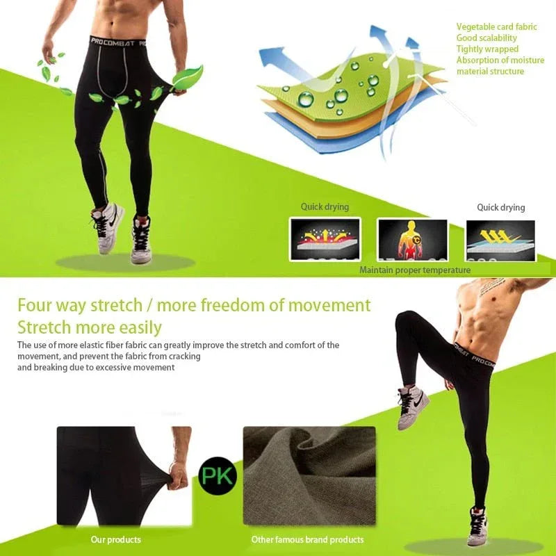 Compression Pants UK Mens Gym Leggings – Sport Training Running Tights Quick Dry
