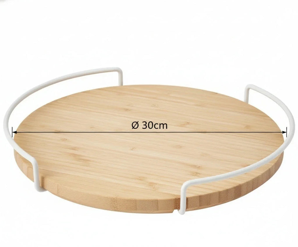 30cm Lazy Susan Wooden Spice Rack - 360-Degree Rotating Organizer