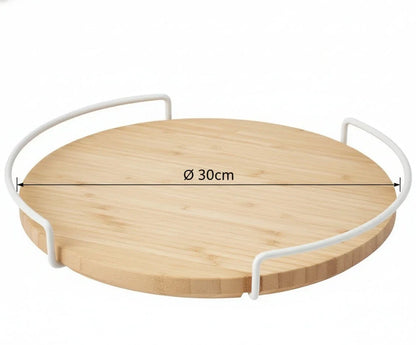 30cm Lazy Susan Wooden Spice Rack - 360-Degree Rotating Organizer