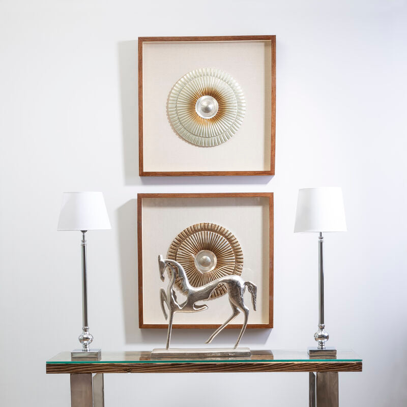 Nason Framed Silver Round Carving Wall Art