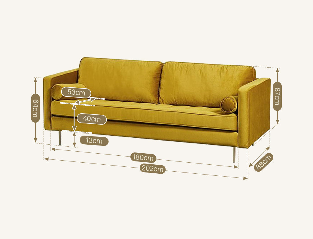 Hanoi Two Seater Sofa, Velvet
