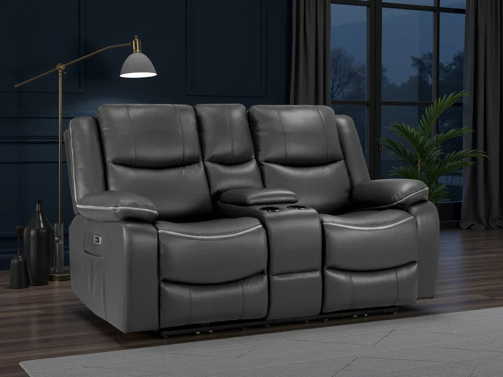Harald Electric Recliner Sofa: Plush 2-Seater, High-Back Comfort
