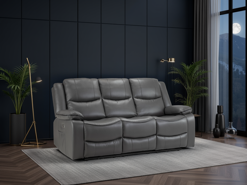 Harald Electric Recliner Sofa  Grey 3 Seater Ultimate Comfort & Style