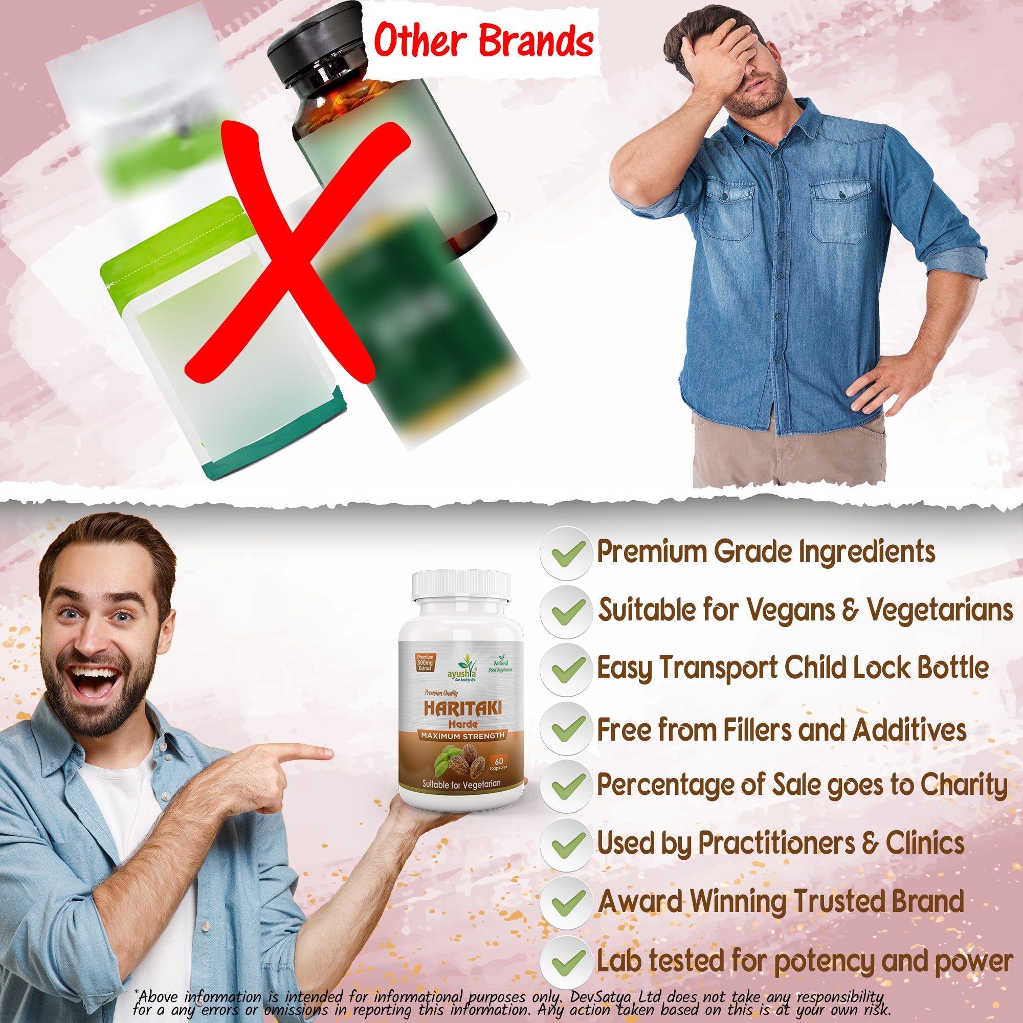 Ayushya Haritaki Capsules (Harde, Chebulic Myrobalan) Digestive Regularity Support - Vegan, Gluten Free, Non-GMO, 60 Capsules