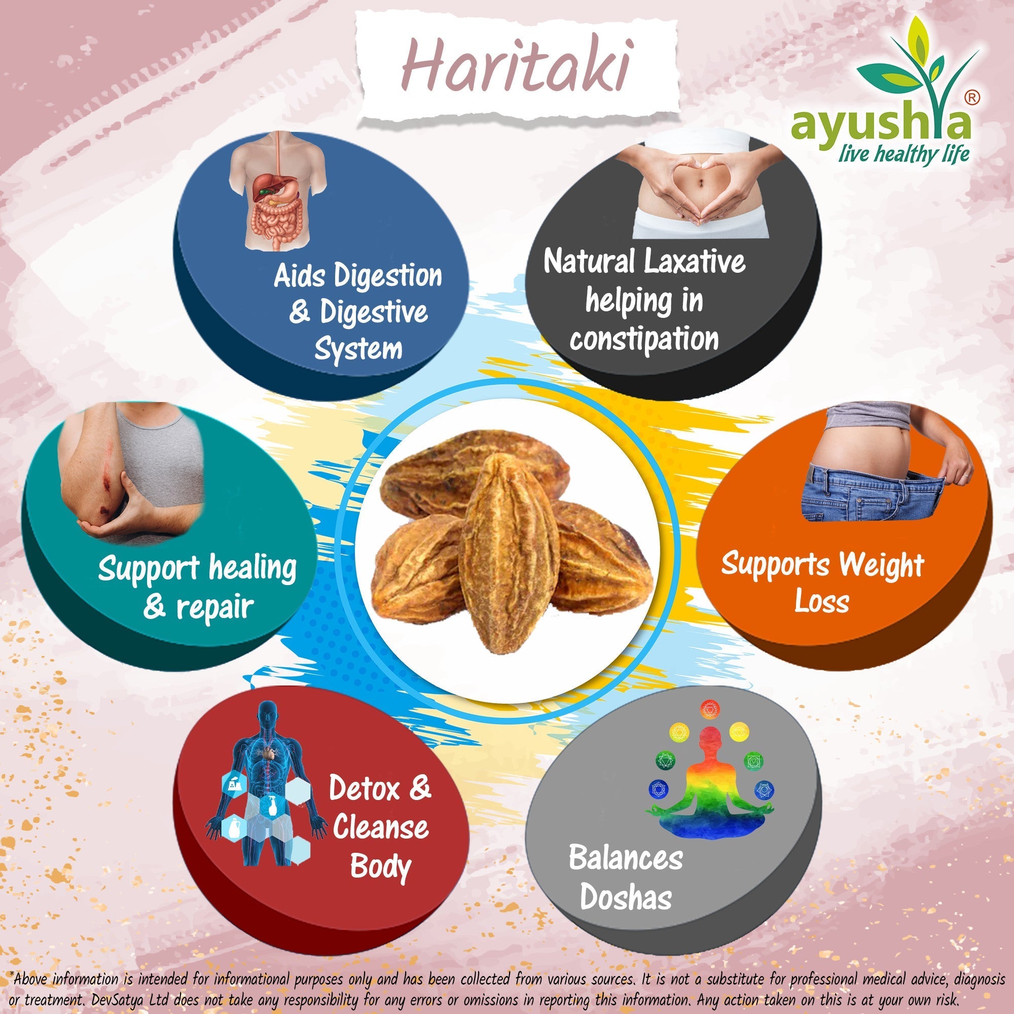 Ayushya Haritaki Capsules (Harde, Chebulic Myrobalan) Digestive Regularity Support - Vegan, Gluten Free, Non-GMO, 60 Capsules
