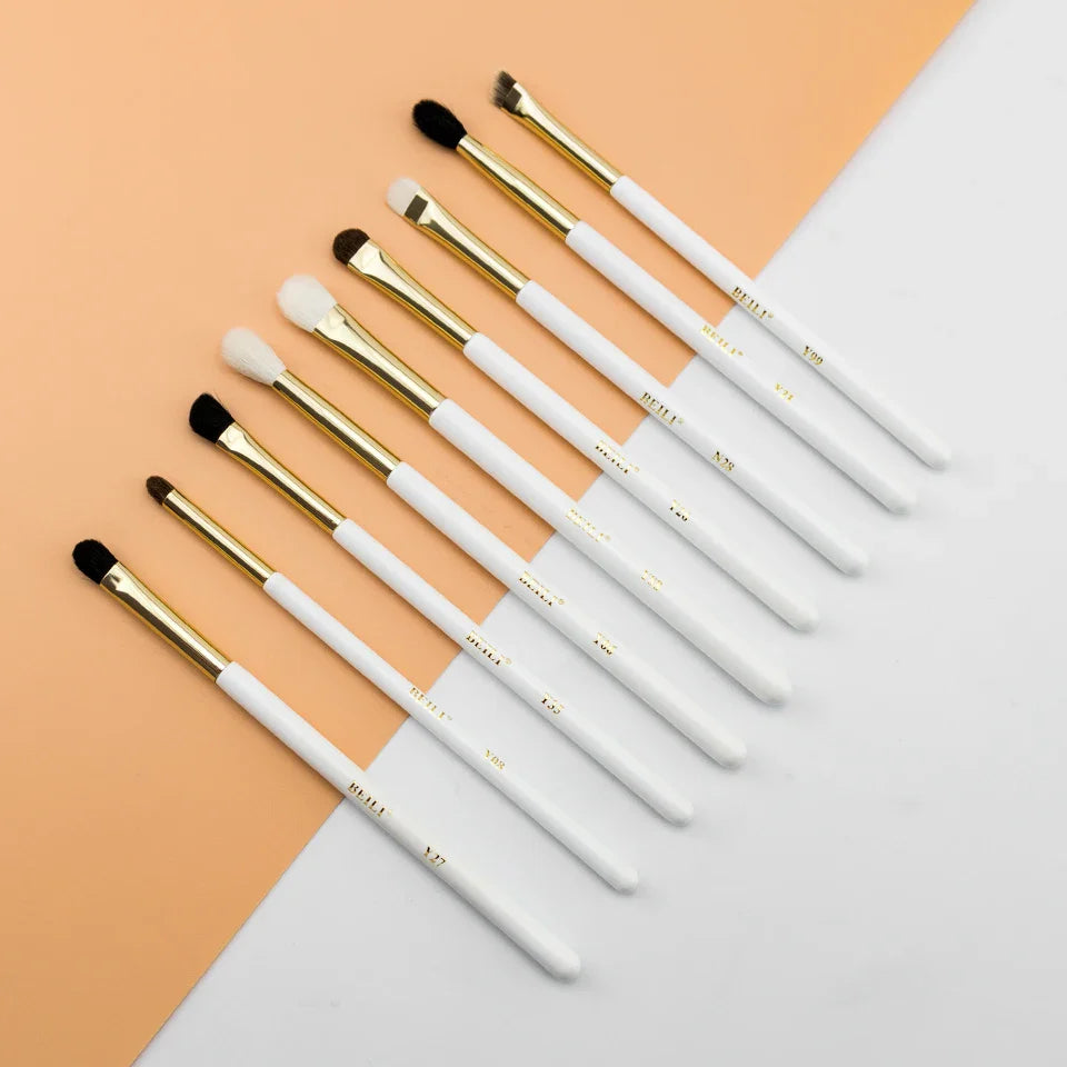 Customized Natural Goat Hair Eye Makeup Brushes Kit Flat Full Eyebrow Detail Brushes with Eye Shadow and Eyeliner
