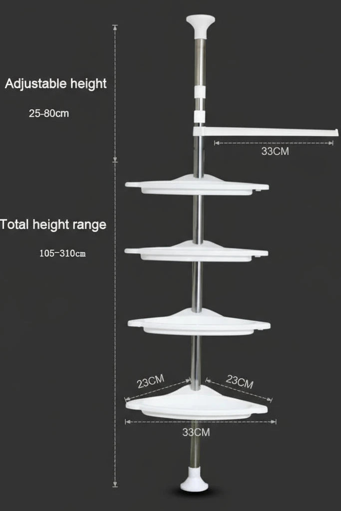 Triangle Telescopic Corner Shower Rack - 4-Tier Shower Storage Savings