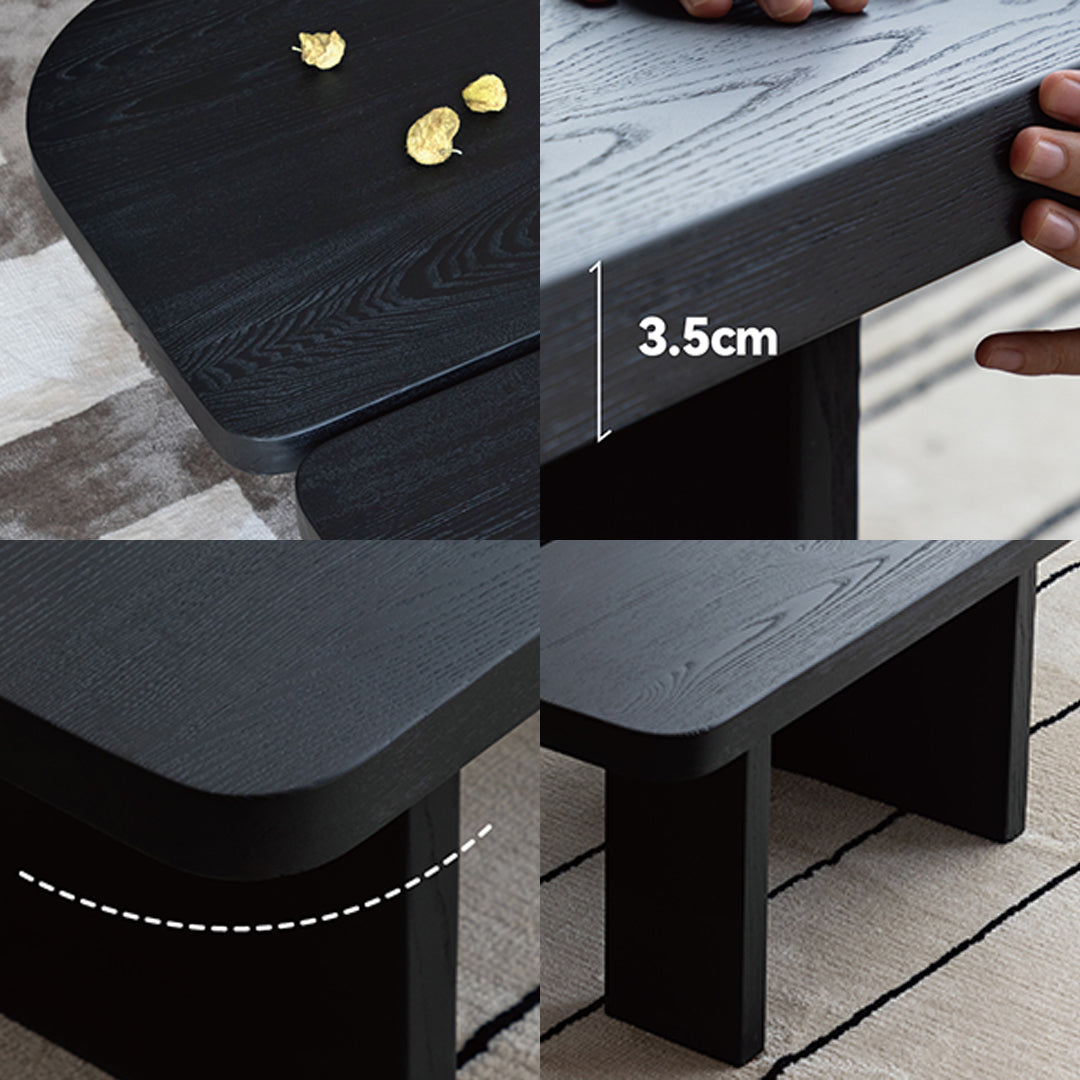 Helios Square Coffee Table Set, Black & Walnut