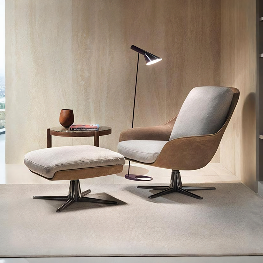 Herton Lounge Chair And Ottoman, Swivel Armchair