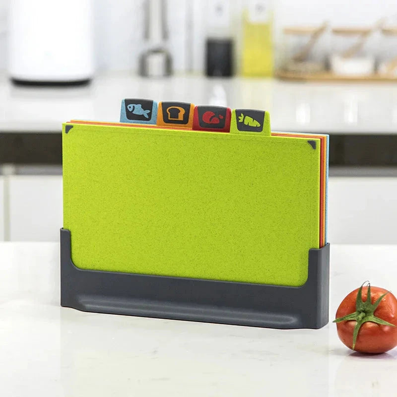 Indexed Chopping Board Set - 4 Eco-Friendly PP Plastic Boards with Color-Coded Indexing