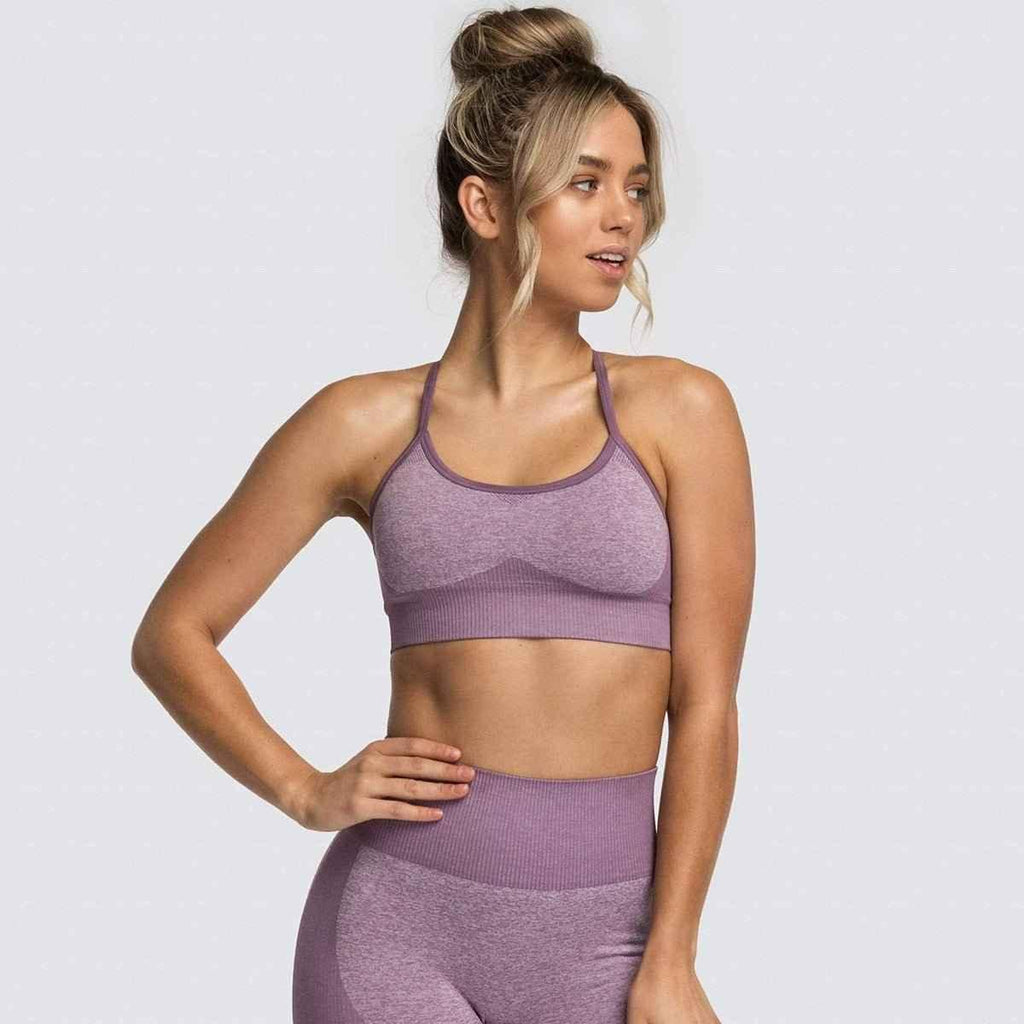 2 Piece Set Seamless Gym Wear Leggings for Women with Breathable Yoga Bra - High Quality Activewear
