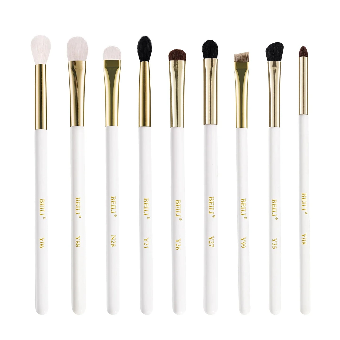 Customized Natural Goat Hair Eye Makeup Brushes Kit Flat Full Eyebrow Detail Brushes with Eye Shadow and Eyeliner