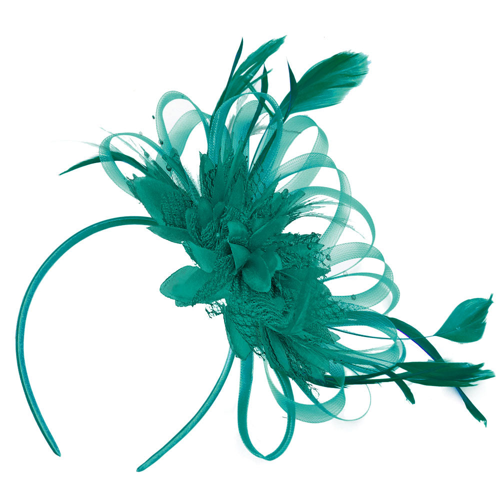 Teal and Teal Hoopmix Fascinator on Headband