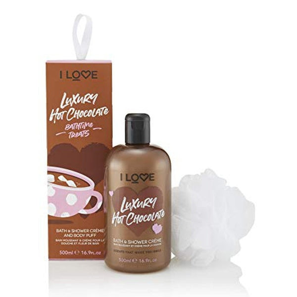 I Love...Chocolate Bathtime Treats Gift Set 500ml Bath & Shower Créme + Body Puff