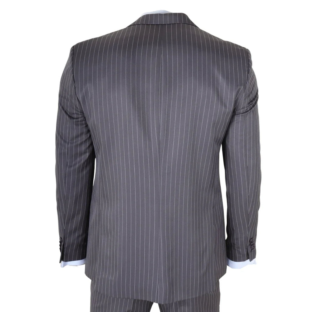 IM44 - Men's Classic Pinstripe 3 Piece Grey Suit