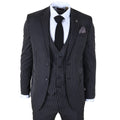IM45 - Men's Classic Pinstripe 3 Piece Black Suit