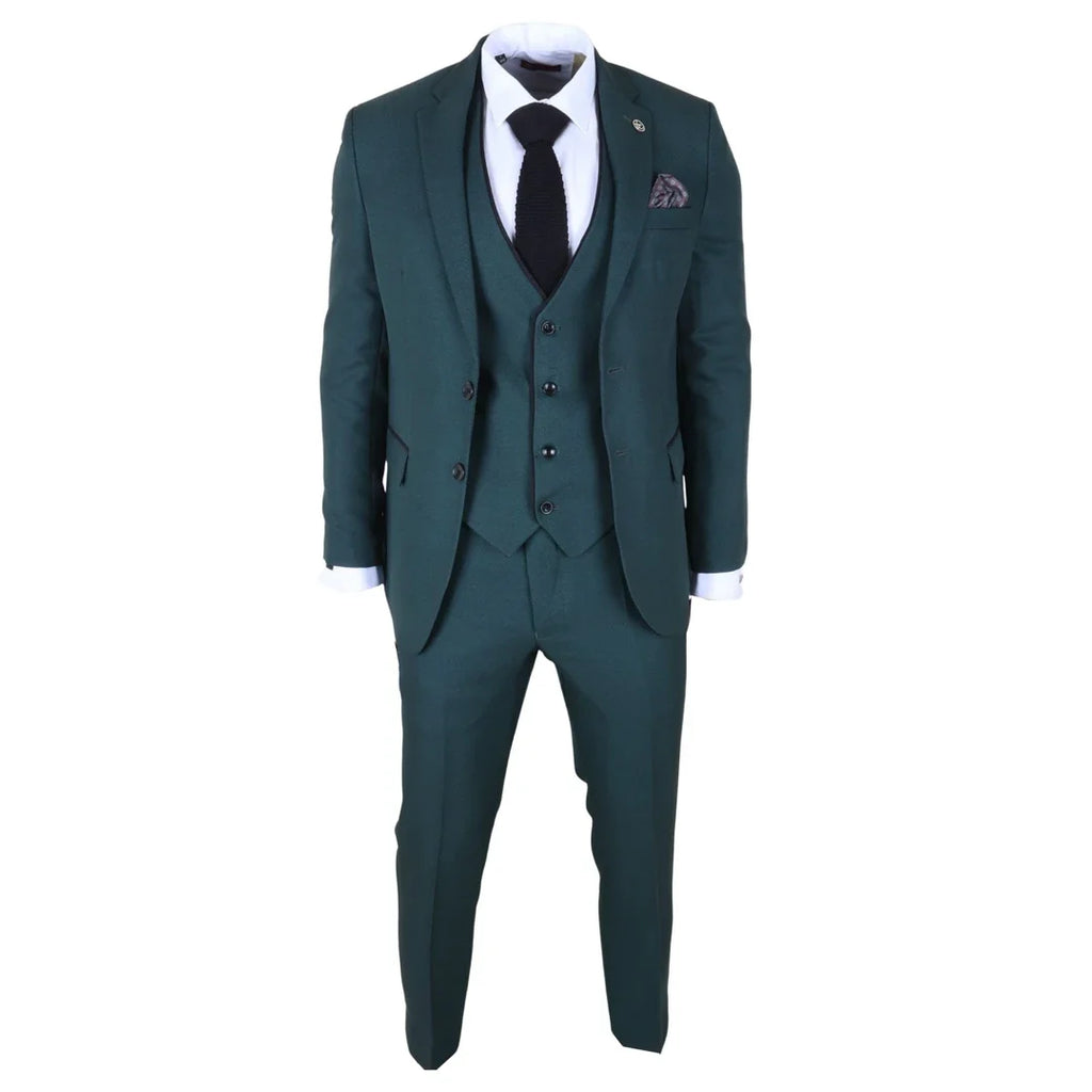 IM46 - Men's 3 Piece Green Tailored Fit Suit