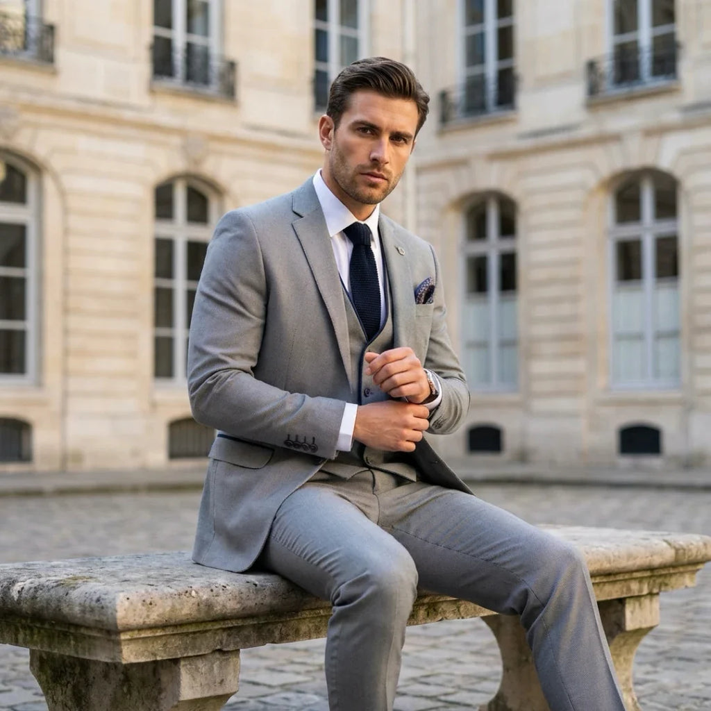 IM47 - Men's 3 Piece Grey Tailored Fit Suit