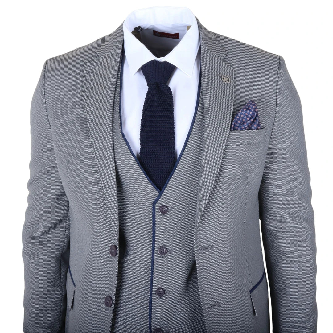 IM47 - Men's 3 Piece Grey Tailored Fit Suit
