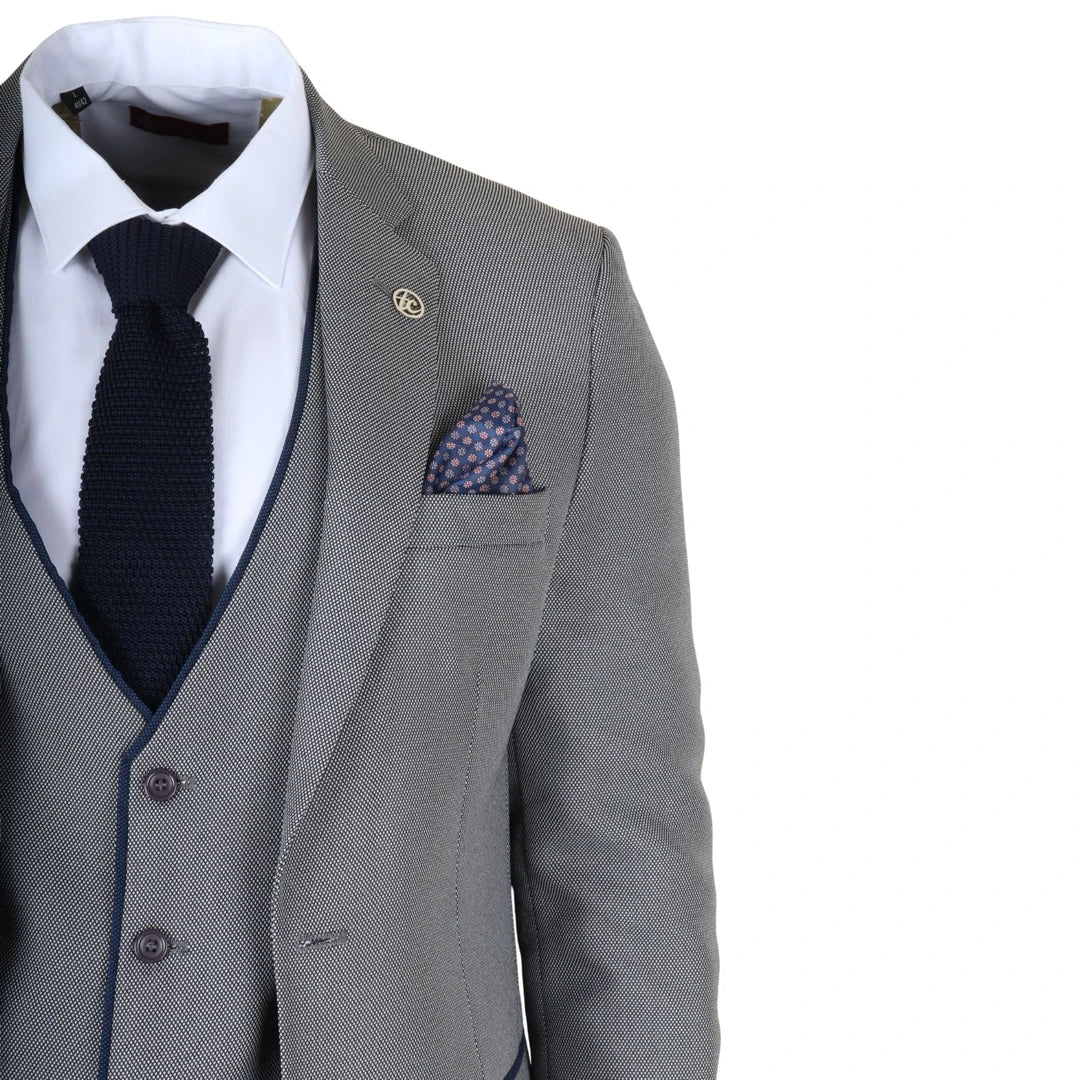 IM47 - Men's 3 Piece Grey Tailored Fit Suit