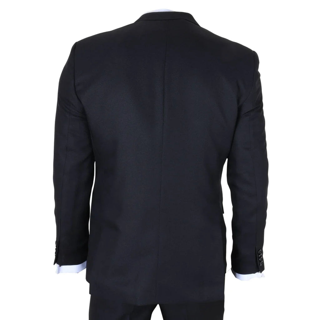 IM48 - Men's 3 Piece Black Tailored Fit Suit