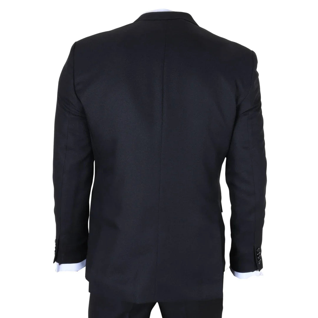 IM48 - Men's 3 Piece Black Tailored Fit Suit