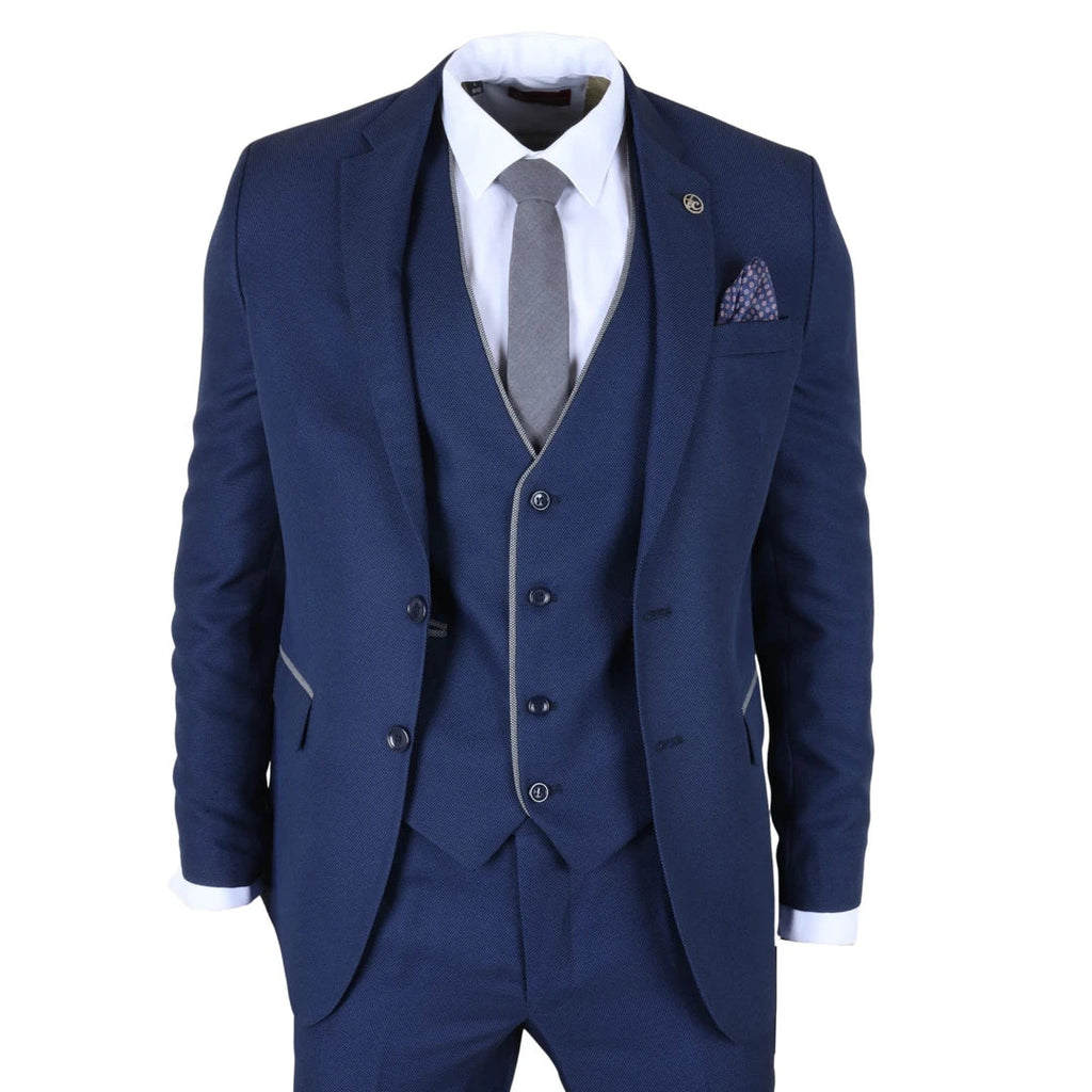 IM49 - Men's 3 Piece Blue Tailored Fit Suit