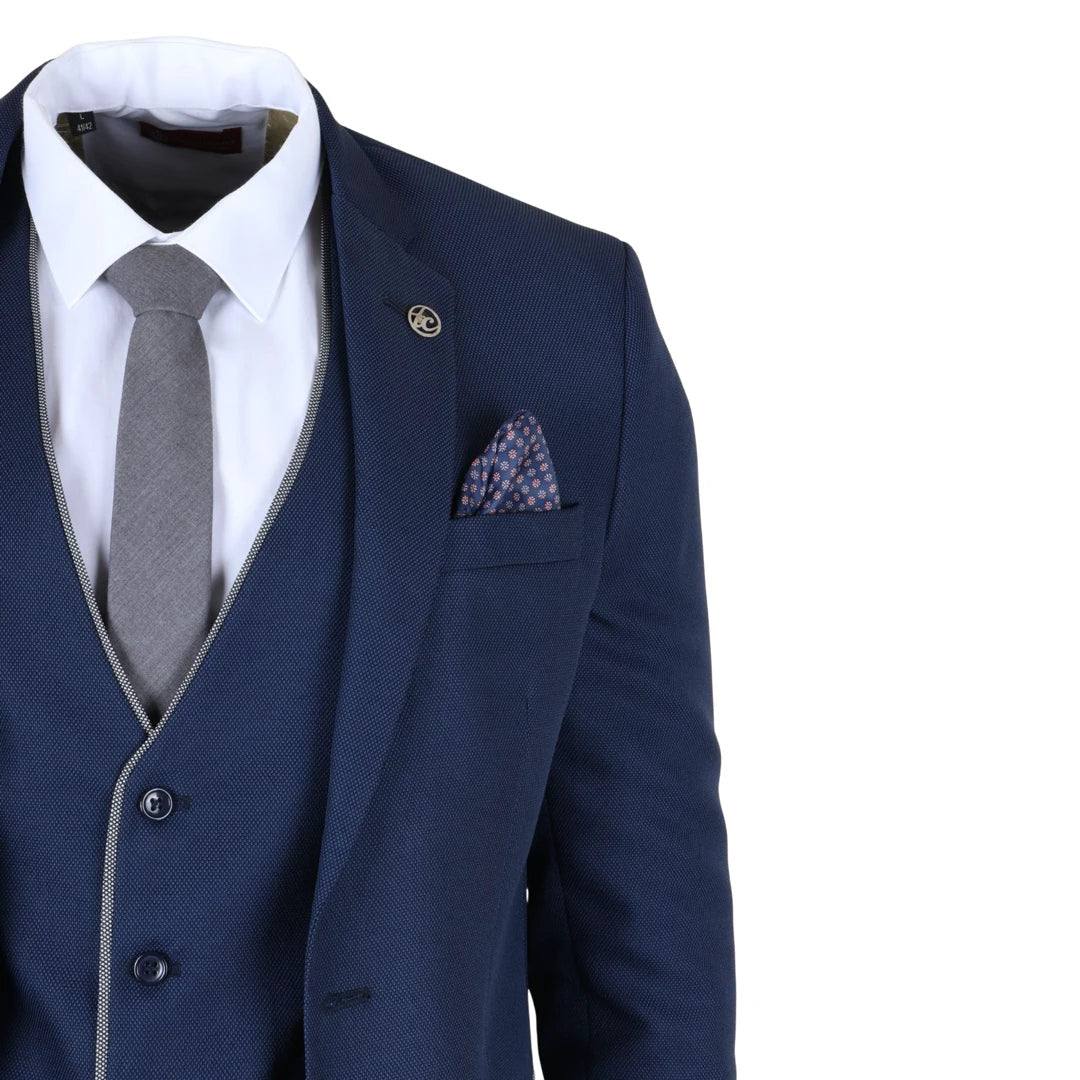 IM49 - Men's 3 Piece Blue Tailored Fit Suit