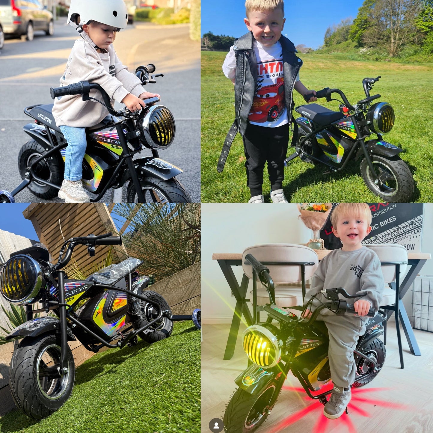 Littletrax 350W Kids Electric Bike – Ages 3 to 12+ ride on mini monkey bike - 3 speed, Bluetooth music, horn, lights, 36v